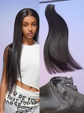 LUVME Invisible Edge Silky Straight 100 Real Human Hair Clip In Extensions ...