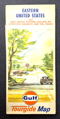 Vintage 1968 Gulf Tourgide Map EASTERN UNITED STATES Travel Guide