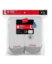 Hanes Men's Over The Calf Tube Socks Full Cushion Sole 6-Pair Size 6-12 White