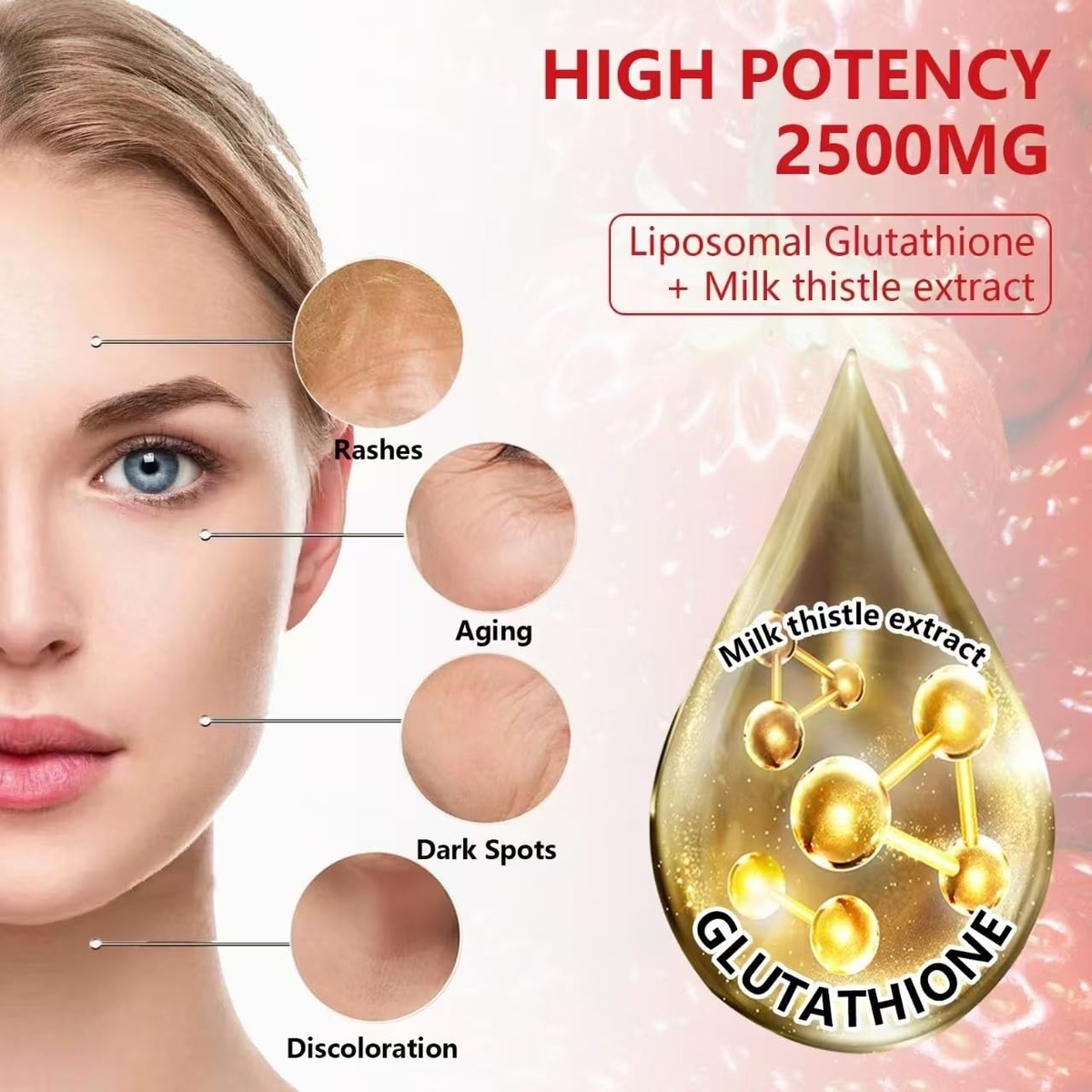 Liposomal Glutathione Gummies 2500mg Skin Whitening Liver Antioxidant  Support | eBay