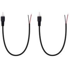 Fancasee 2-Pack RCA Male Plug to Speaker Wire Bare 11 inch, Black