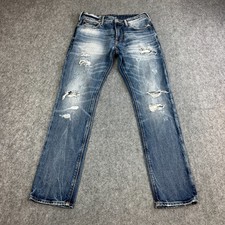 Jeans uomo Emporio Armani slim fit 30 30 lavaggio medio blu baffi effetto invecchiato J06