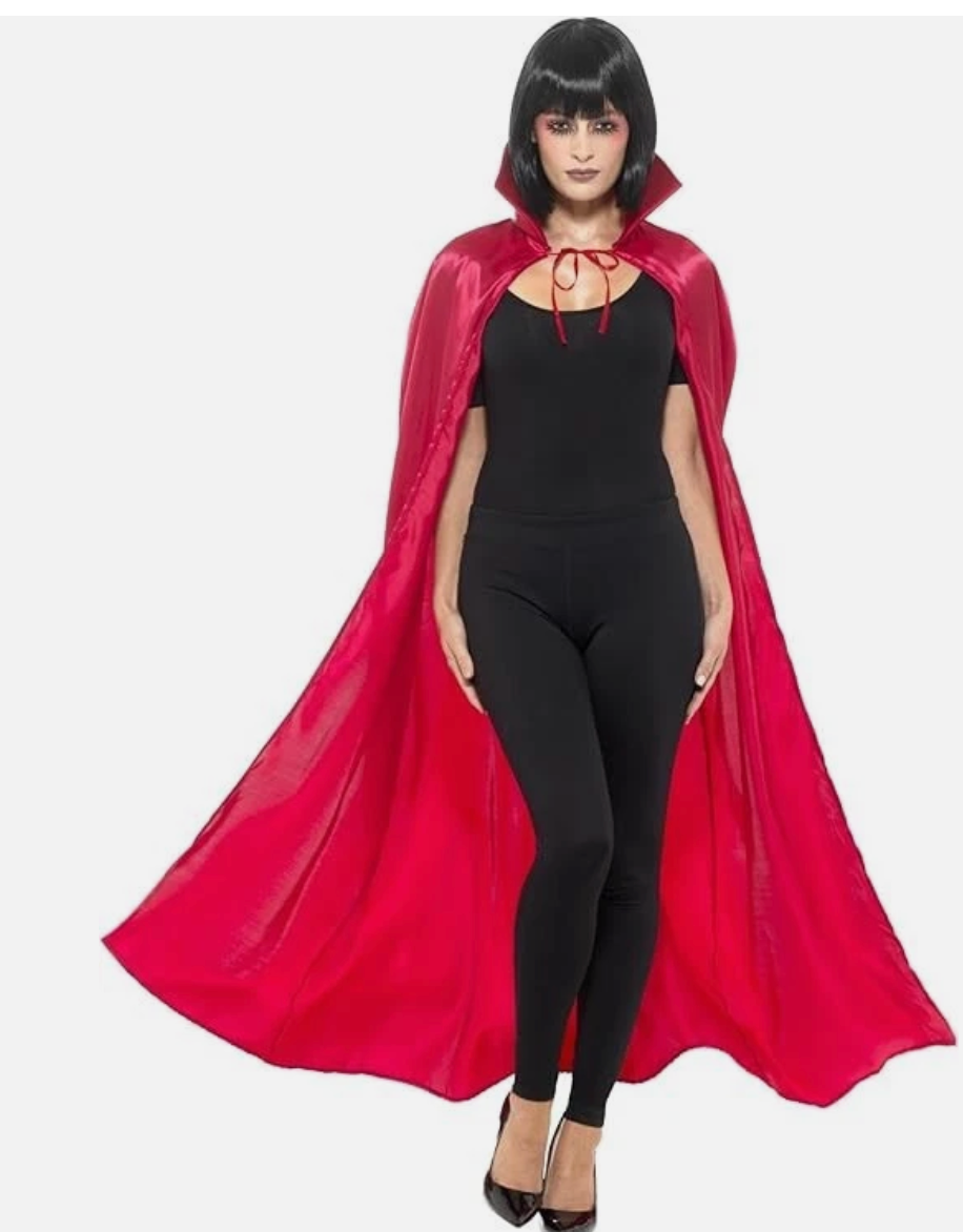 SMIFFYS Adult Red Satin Devil Cape CLOAK - 47078 - ONE SIZE