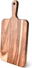 Acacia Wood Cutting Board with Handle - 14 x 7in, Wooden Chopping Board for Meat