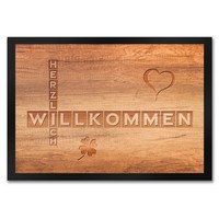 Herzlich Willkommen FußMatte In 35X50 Cm In Holzoptik