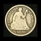 1870 H10C Seated Liberty Silver Half Dime - Free Shipping USA