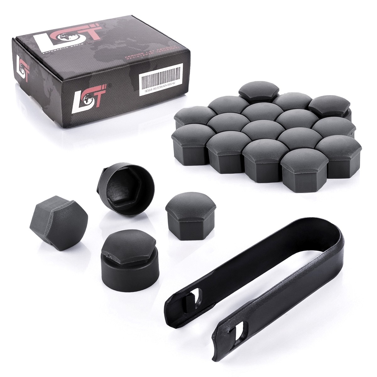 20x Rims Wheel Bolt Caps Set 0 21/32in Anthracite Theft Protection for Jaguar