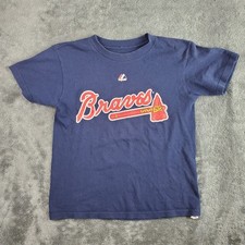 Majestic Shirt Boys S Blue Atlanta Braves Jersey T-Shirt Tee Dan Uggla #26
