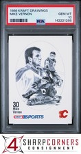 1986 KRAFT DRAWINGS MIKE VERNON RC FLAMES HOF POP 8 PSA 10