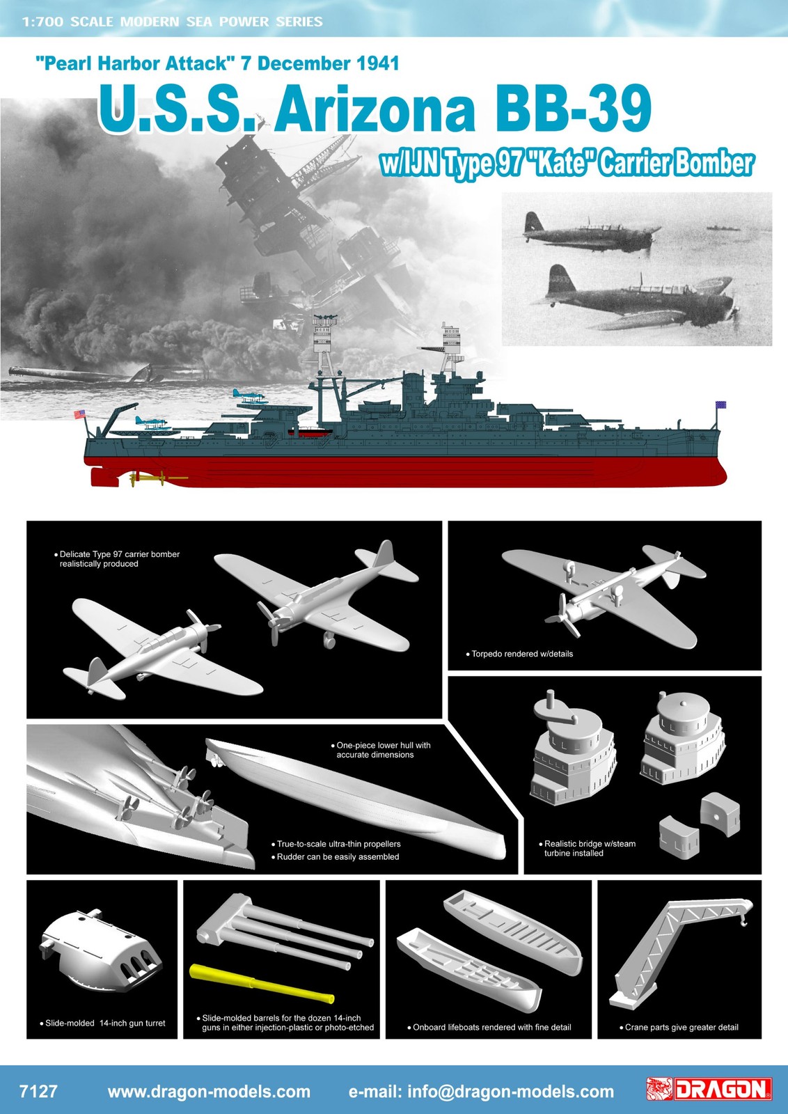 Dragon 500777127 - 1:700, , Arizona BB-39 w/ 97