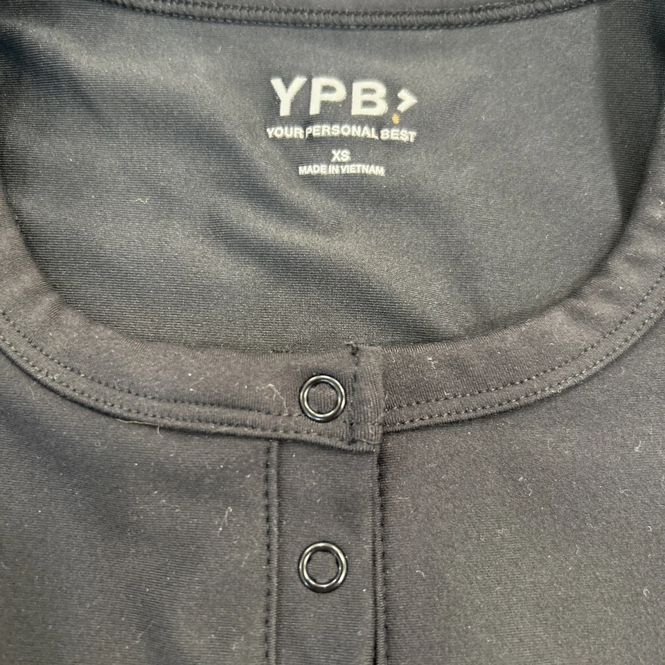 NUEVO CON ETIQUETAS YPB Abercrombie Talla X-pequeño Negro Top SculptLUX Plunge Henley Sujetador sin mangas ajustado Foto 3 de 4