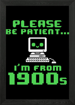 Retro Computer Humor: Please Be Pat Framed Wall Art Poster Canvas Print Picture