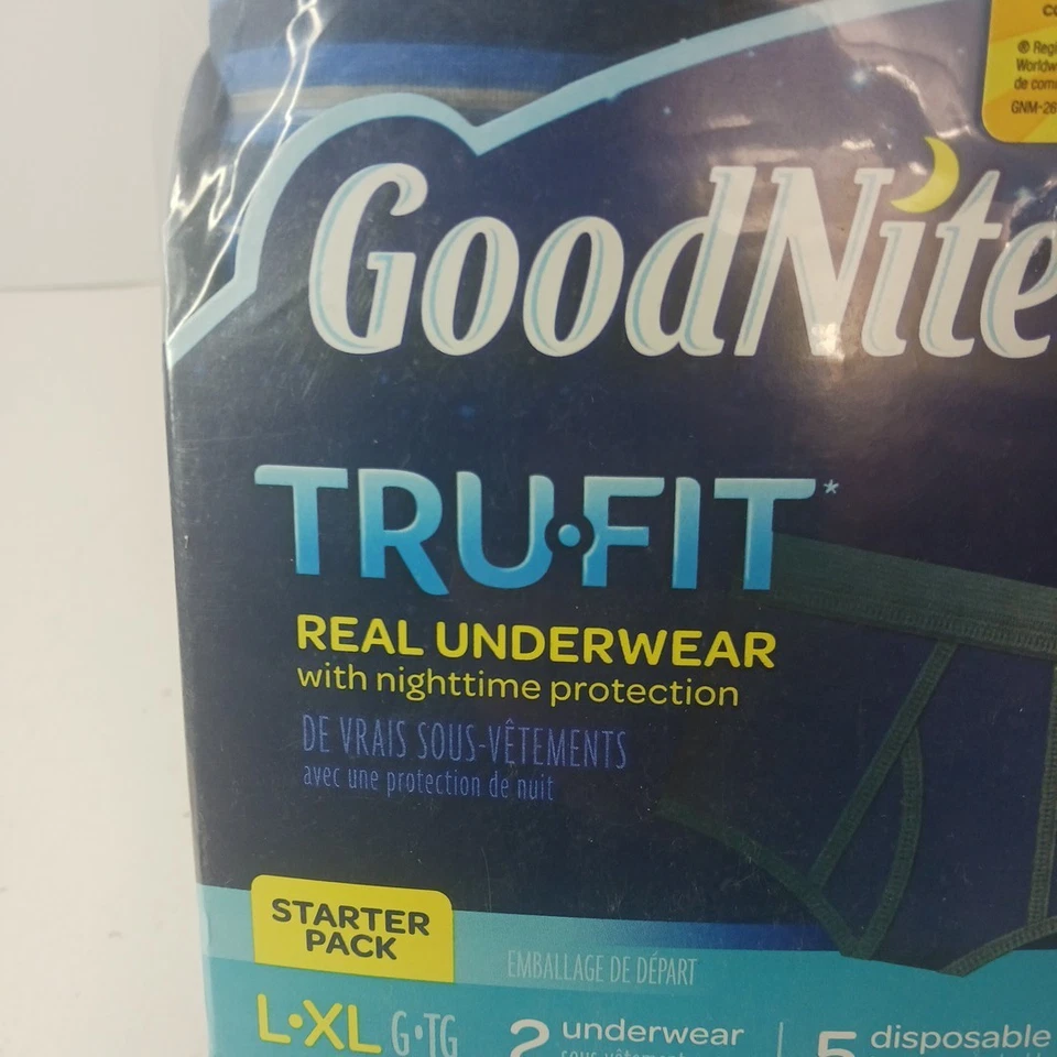 GoodNites Tru Fit Ropa Interior Real Niño L/XL Paquete de Inicio 2 Ropa Interior 5 Insertos Nuevo en Paquete Foto 3 de 4