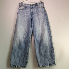 Zara Women's High Rise Wide Leg Jeans Blue Baggy Sz 8 100 Cotton