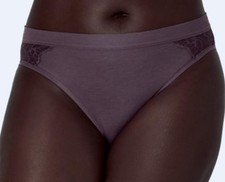 BALI Breathe Cotton Modal Lace Side Currant Purple Hi Cut Panty Womens Sz S 5