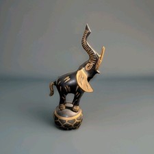Vintage Brass Elephant On Ball