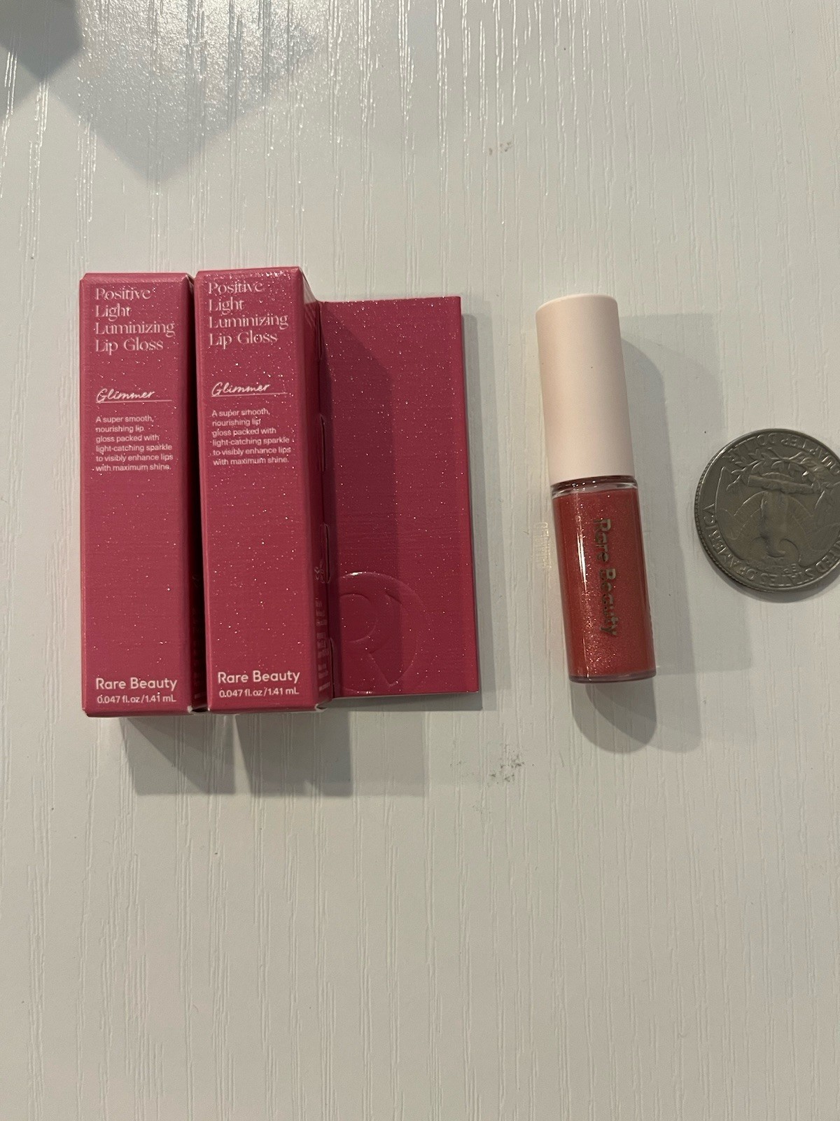 2 X Rare Beauty Light Luminizing Lip Gloss “Glimmer” Travel Size New 0.047 oz