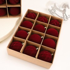 12pcs Christmas Tree Hanging Pendant Flocking Ornaments for Seasonal Decoration