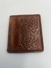 Hand Tooled Leather Wallet Vintage Brown Floral Western Bifold