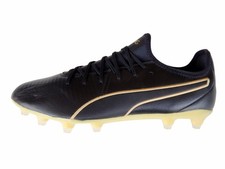 Puma 'King Pro FG' Men's New Black Gold Leather Soccer Football Boots - US 12
