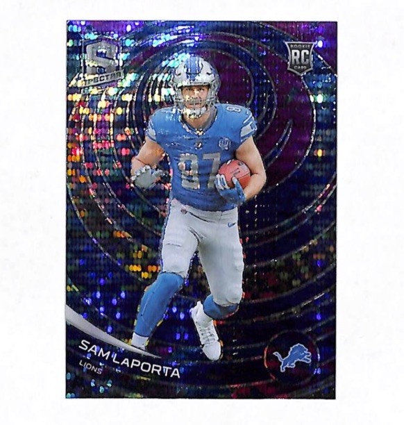 2023 Panini Spectra #139 Sam LaPorta 50/99 Celestial Prizm Rookie Card Lions 