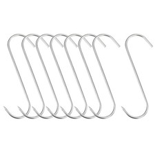 9.84" Meat Hooks 0.24" Thick Stainless Steel S-Hook Meat Processing 8Pcs