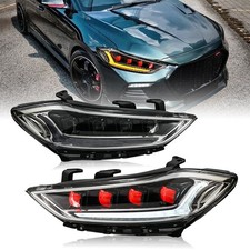 1Set Red Devil Eye LED Headlights Fit For Hyundai Elantra 2017-2018 Head Lamps