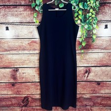 Vintage Sleeveless Maxi Dress Size 2X Plus Navy Blue Stretchy Business Casual