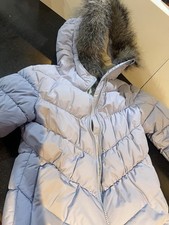 Columbia Girls 7/8 Hooded Puffer Jacket Periwinkle Blue Full Zip Fleece Lined