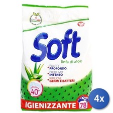4x Bundle Soft Lavatrice Polvere 78 Misurini Sacco Aloe Igienizza Made In Italy