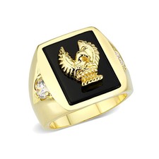 Women's Gold Plated Brass Ion Ring Black Epoxy - Anniversary, Mother's Day | Sel