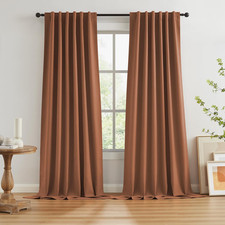 Rust Blackout Curtains 108 Inch 2 Panels Linen Blend Thermal Drapes W50 L108