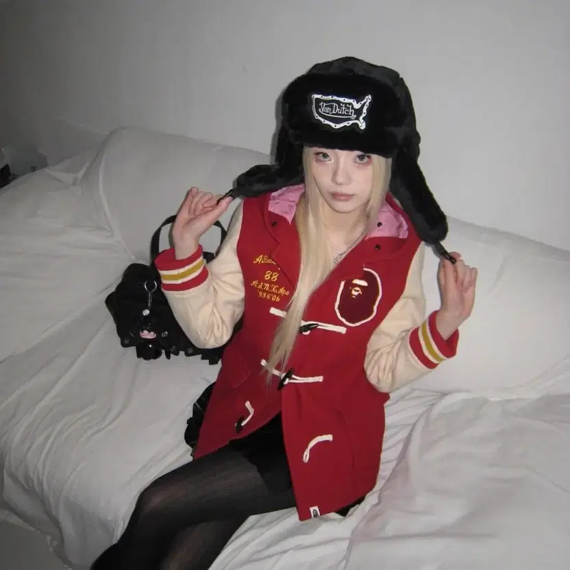 Bape Star Coat in Red with Star Details