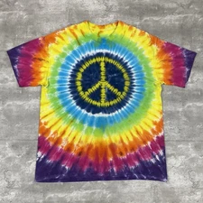 vintage 2009 PEACE SIGN TIE DYE t shirt Mens L XL LIQUID BLUE Y2K psychedelic