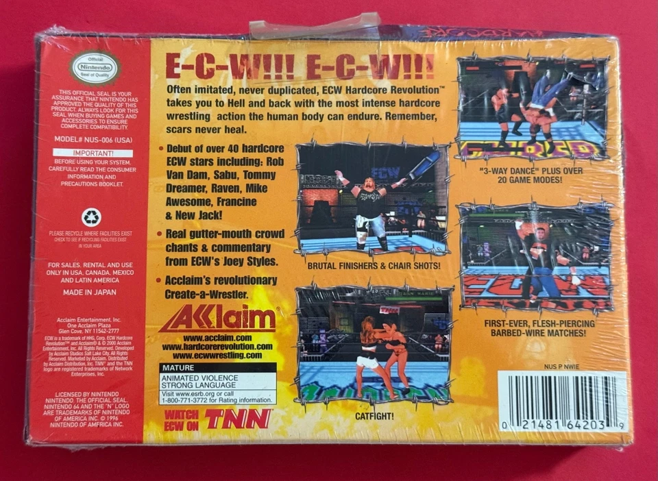 N64 Nintendo 64 ECW HARDCORE REVOLUTION New Factory Sealed Game Wrestling WWF - Image 2 of 2