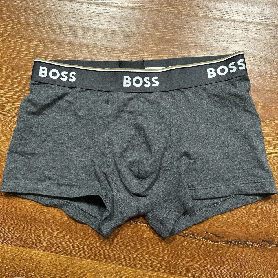 Hugo Boss Trunk Boxer Briefs Men S Charcoal Gray Black 3 Pack Cotton Stretch - Image 3 of 4