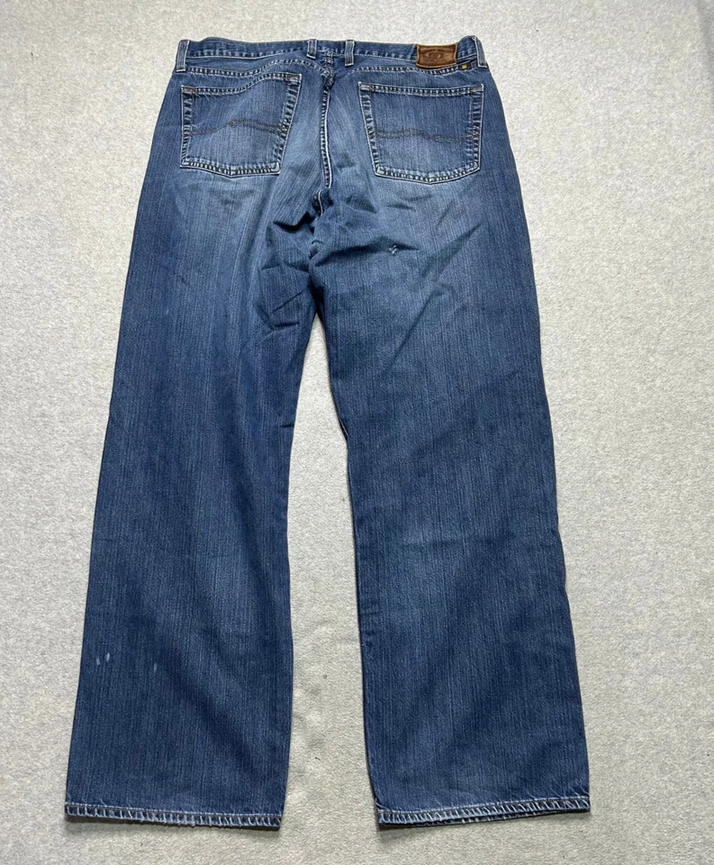Denim azul Y2K lavado medio vintage Lucky Brand 181 relajado recto para hombre 38 X 32 Foto 2 de 4