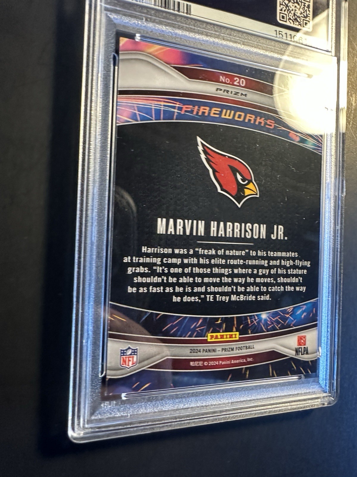 2024 PANINI PRIZM FIREWORKS GREEN WAVE #20 MARVIN HARRISON JR PSA 9 view 5