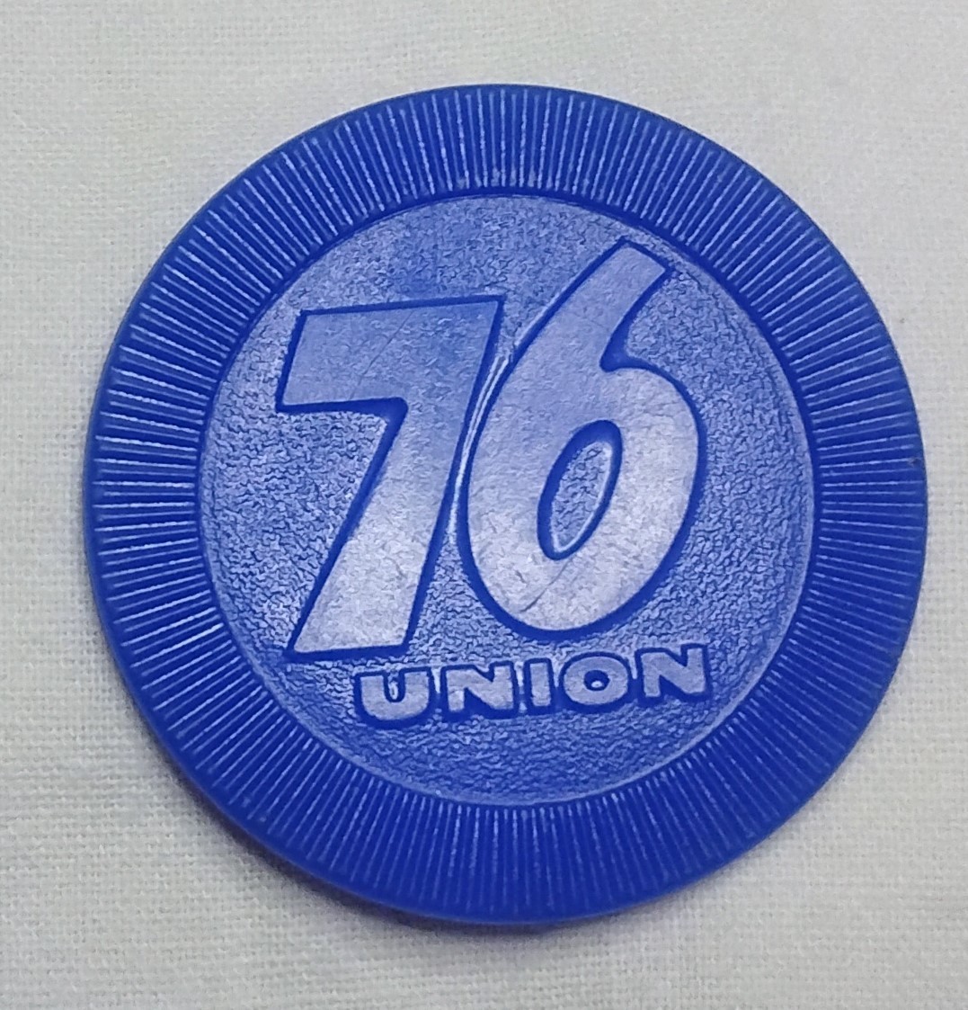 Vintage Union 76 Poker Chip "Your Gas Tax is Over 35%" Plastic Gas Tax LOOK