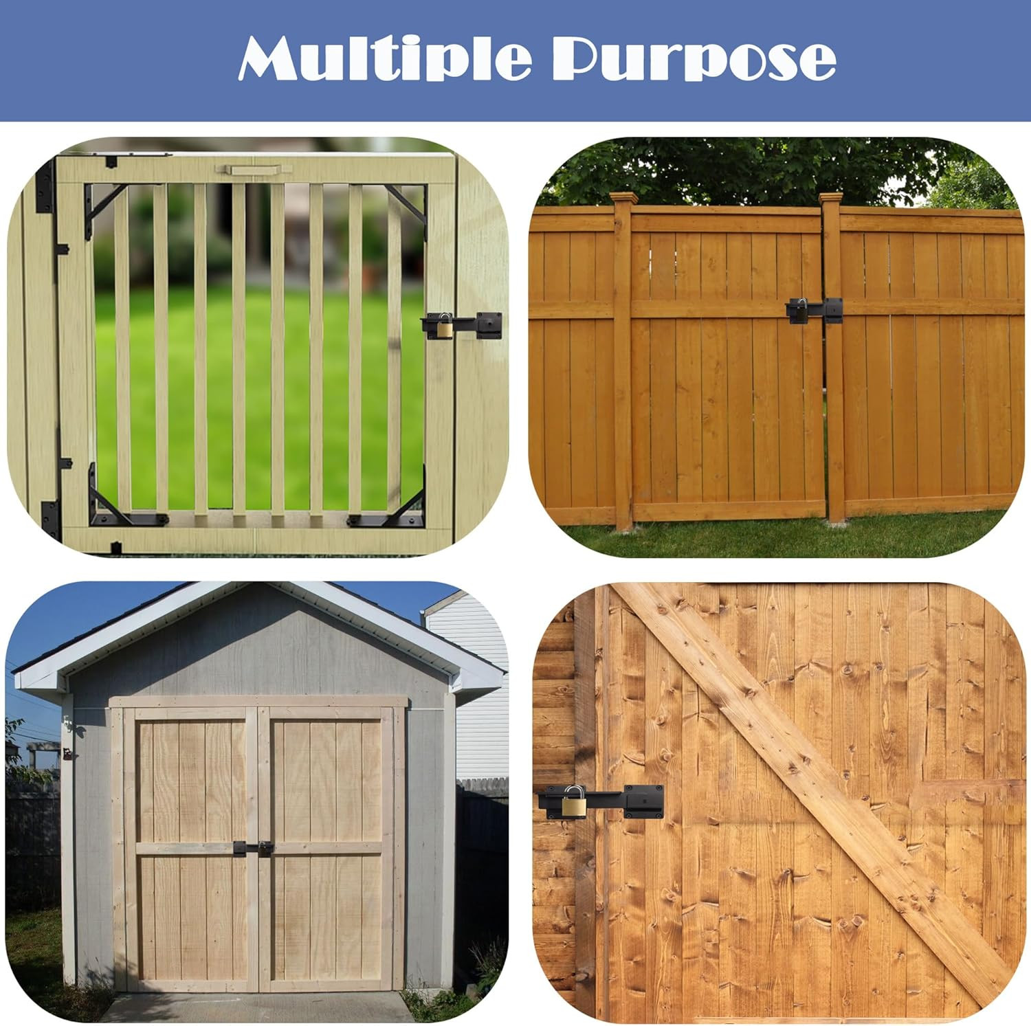 Flip Gate Latch Lock with Padlock Hole，Black 3.5mm Heavy Duty Carbon Steel Ad...