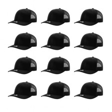 12 New Richardson 112 Black Trucker Hats Blank Adjustable Mesh Caps