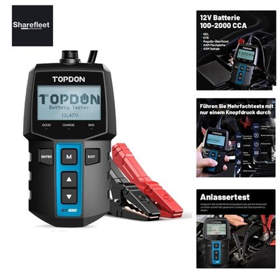 Autobatterie Tester, Batterietester kfz 12V mit 100-2000 CCA für Batterietest...