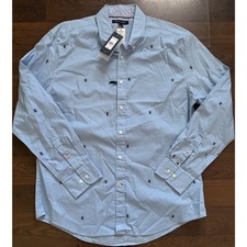 Rare Tommy Hilfiger men  s Lions Crest logo Print button up THFLEX Men  s Sz XL