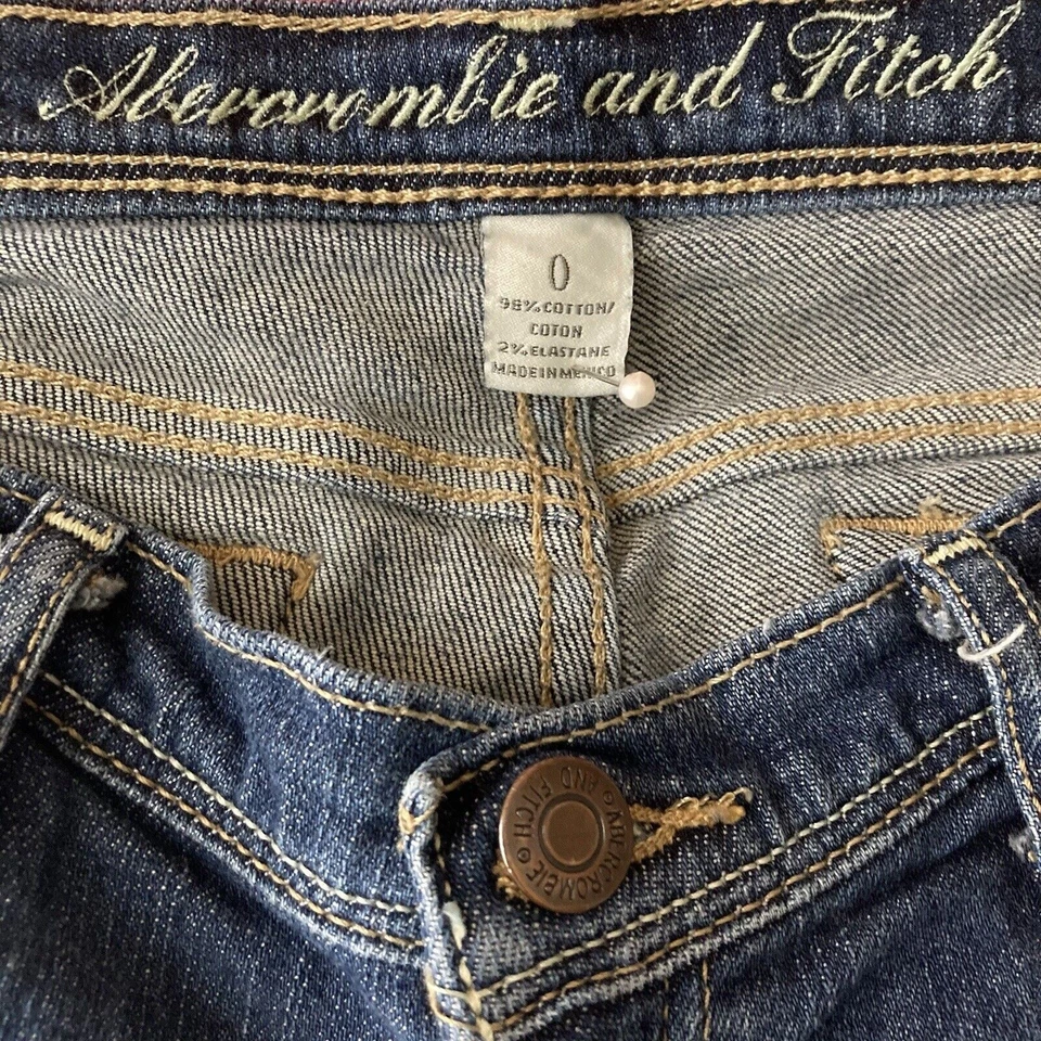 Abercrombie & Fitch Pantalones Cortos Bermudas Mujer 0 Lavado Oscuro Elástico Foto 3 de 4
