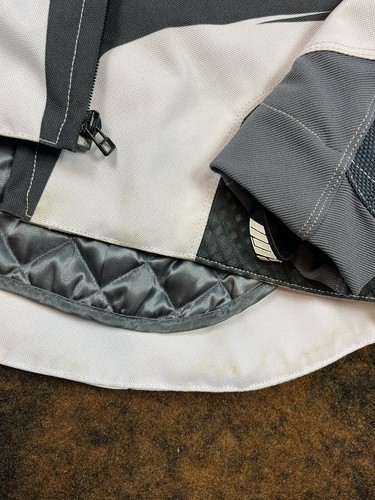 Icon Mens L White & Gray Overlord Padded / Insulated Motorcycle Riding Jacket @D - Picture 5 of 13