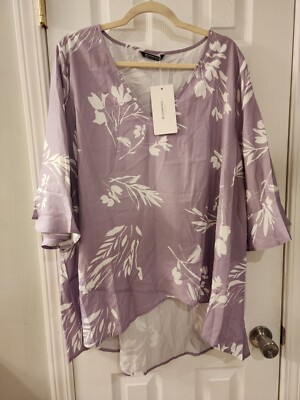 Bloom Chic Womens Blouse 3/4 Inch Sleeve With Ruffle Size 18/20