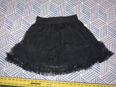BNWT Moa Moa Girl Black Layered Tulle Pull On Skirt Elastic Waist Sz L Waist 26''