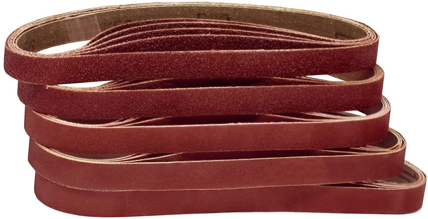 75PC 10mm x 330mm Sanding Belt Air Finger Sander Abrasive Belt 60-120 Mixed Grit
