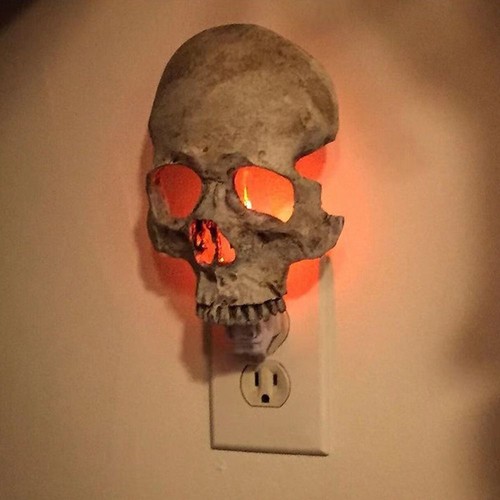 Button Switch Controlled Gothic Skull Night Lamp Entryways