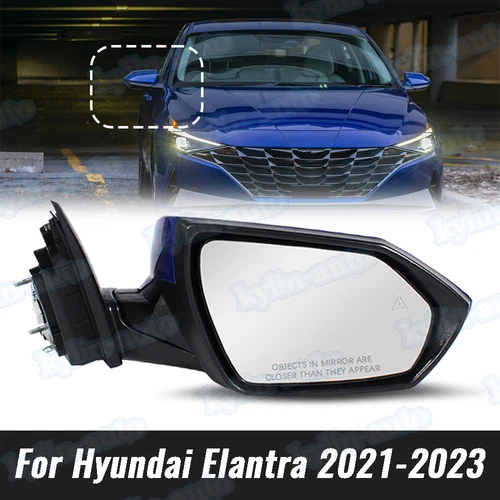 For 2021-2023 Hyundai Elantra Right 7-pin Heated Rear mirror W/ Blind Spot Blue